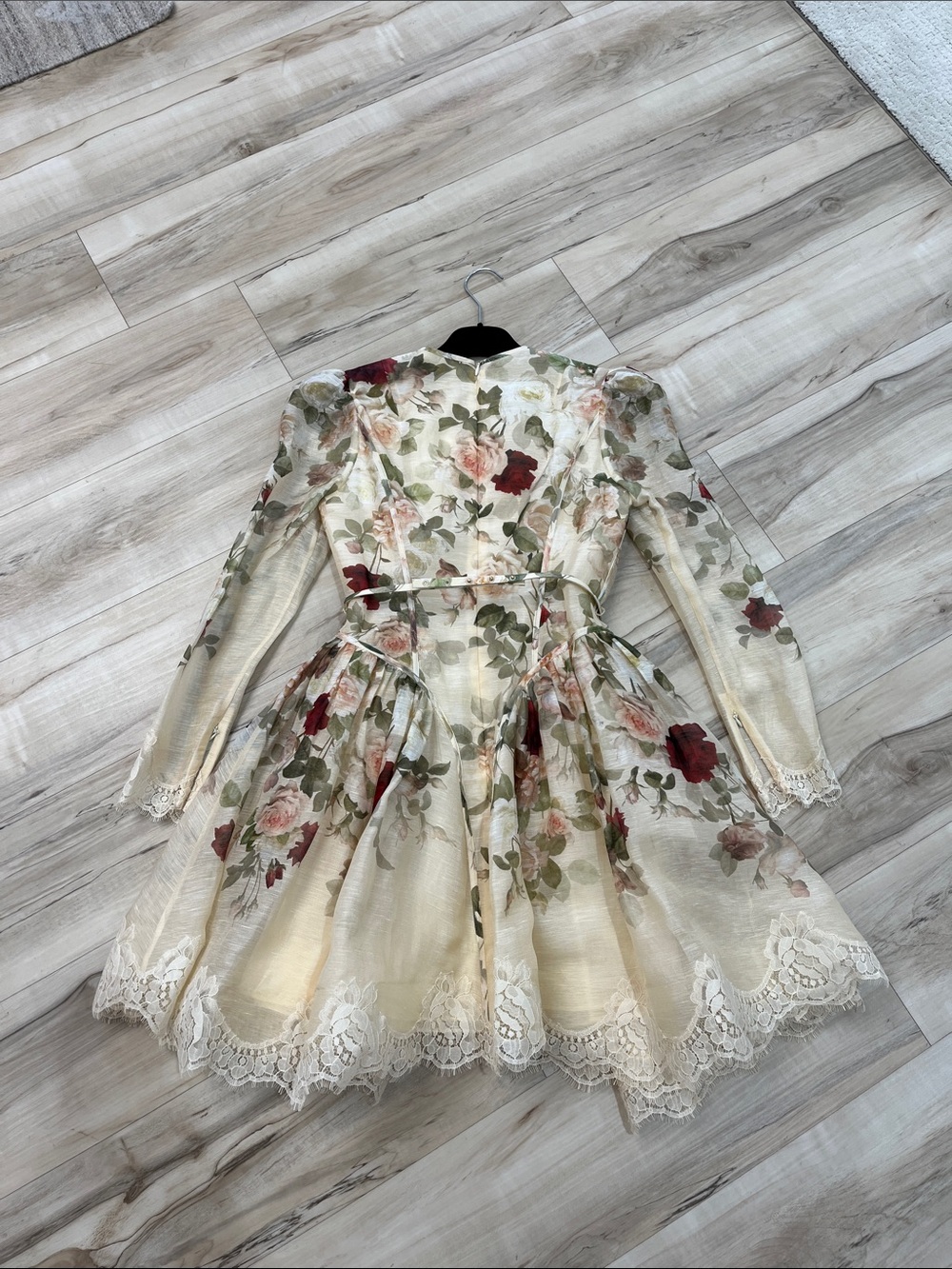 Zimmermann Ivory Floral Mini Dress with Red and Green Accents - Picture 2 of 3